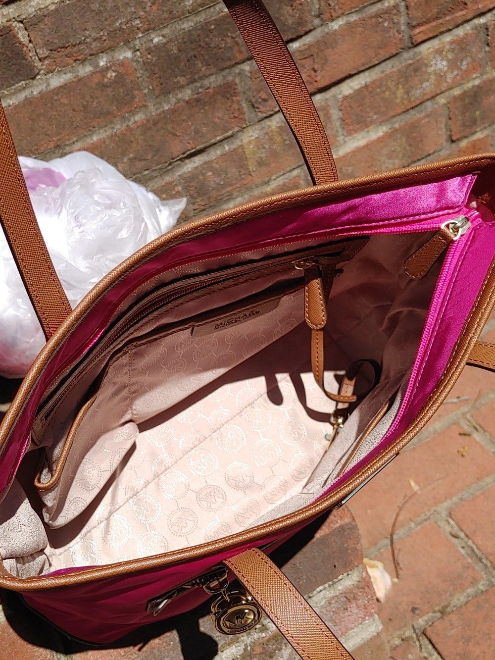 Michael Kors Kempton Small Fuschia Nylon Tote (1064) - Picture 8 of 8